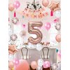 5th Birthday Decorations Rose Gold for Girls, 5th Birthday Banner Balloon for Girls, Number 5 Birthday Star Foil Balloons Latex Confetti Balloons for Girls Her 5 Years Old Birthday Supplies (5th)