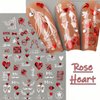 Valentines Day Nail Art Stickers Decals, Love Heart Nail Decorations, 3D Self-Adhesive Laser Red White Hearts Roses Lips Nail Supplies, Valentines Nail Accessories for Women Girls 8 Sheets