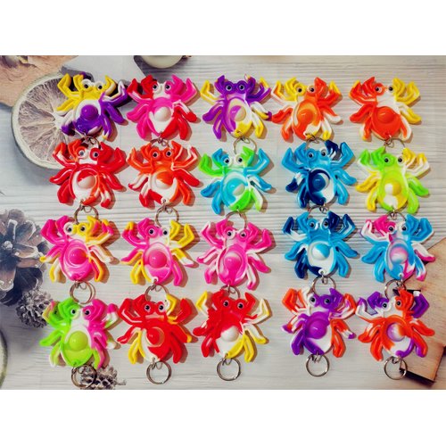 20 Packs Spider Animal Funny Unique Mini Pop Rainbow Keychain， Halloween Party favors Toys for Kids Children Classroom Students from Teacher, Birthday Party Favors