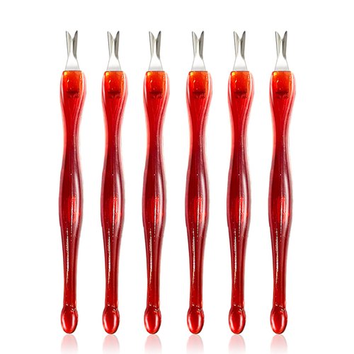 Cuticle knife Trimmer, 24 Pack Cuticle ForkTrimmer Nail Cuticle Remover Trimmer Pusher Dead Skin with Double Head V-Shaped Fork Manicure Pedicure Cleaner Care Tools for Home and Nail Shop (R)