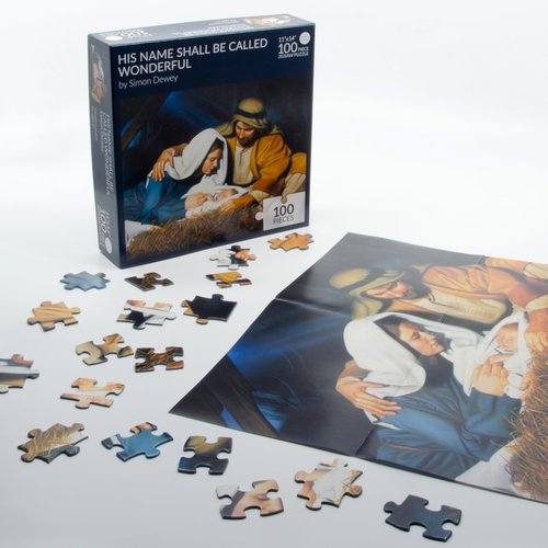 Nativity Scene Puzzle 100 Piece Christmas Puzzle for Kids- His Name Shall Be Called Wonderful by Simon Dewey - 11x14 Finished Size - 100-piece Nativity Puzzle- Great Gift This Holiday