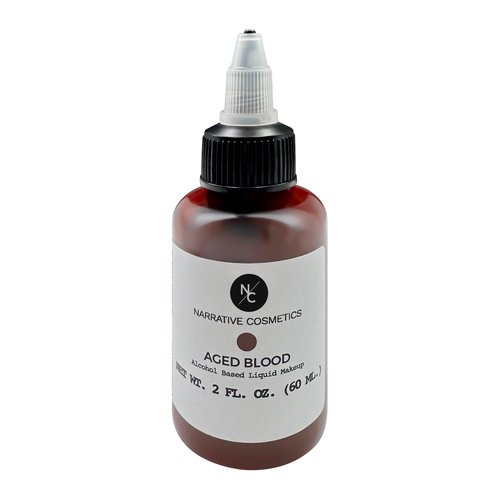 Narrative Cosmetics FX Alcohol Airbrush Paints - 2 fl oz, Skin Safe, Quick Dry, Waterproof, Sweatproof, Transferproof Liquid Makeup for Bodypainting, Theater, FX Makeup, Film and TV - Aged Blood