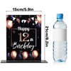 LINGTEER Birthday Decorations Balloon Stand Acrylic Table Centerpieces,Happy 12th Birthday Printed Poster Centerpieces Backdrop Party Decorations. - Black Set of 2