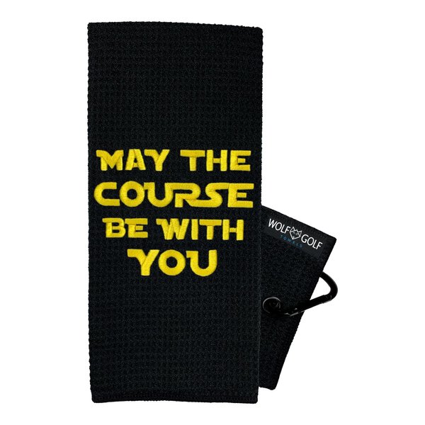 Wolf Golf Towels - May The Course Be with You Golf Towel - Golf Accessories for Men - Golf Gifts for Men - Embroidered Funny Golf Towel