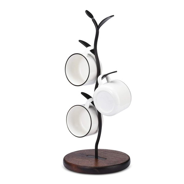 ALLCENER Mug Holder, Countertop Mug Tree, Coffee Mugs & Tea Cup Storage Rack, Coffee Counter Bar Accessory & Kitchen Organizer, Black (single row)