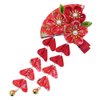 Japanese Style Women Flower Hair Clip Tassel Hair Ornament, Kimono Decor Fabric Hanfu Hairpin Accessories For Christmas Party Costume Gift (Red)