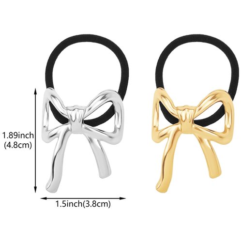 6Pcs Bow Ponytail Holder Hair Ties Metal Bowknot Hair Elastic Scrunchies Hair Rubber Bands Hair Ropes Headbands Decorative Hair Accessories for Women Girls