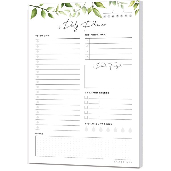 Daily Planner To Do List Notepad 52 Undated Tear-off Sheets | 6x9 Inch Desktop Daily Planning Notepad | Notebook for Daily Tasks, Checklist, Calendar, Schedule, To Do List, Appointments, Notes, Meals,