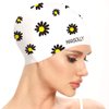 Marsolly Silicone Swim Cap for Women, Waterproof Long Hair Swimming Caps with Flower Printed