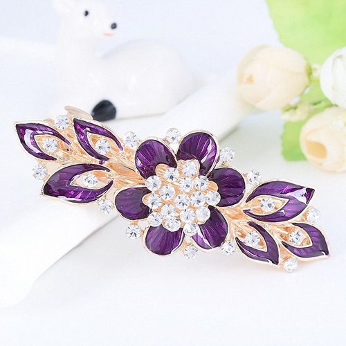 Women Barrettes Colorful Enamel Flower Crystal Rhinestone Hairpin Hair Clips Hair Grips Hair Accessories Updo Ponytail Hair Clip Hanfu Decoration Thick Hair Elegant Ladies Bridal Wedding Formal Event