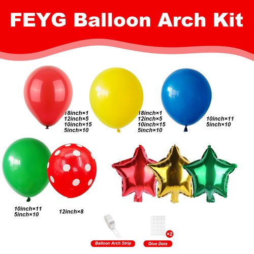 Red Blue Green Yellow Balloon Kit, Super M Game Balloon Red Blue Green Yellow Balloon 3 PCS Star Balloons for Kids Cartoon Video Game Theme Birthday Birthday Party Supplies