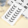 Biounce Wispy Natural Faux Mink Cat Eye False Eyelashes 3D Vegan 7 Pairs Full Strip Clear Band (BO22-3), Black