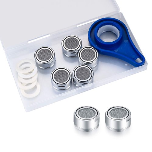 YOUYIDUN - 5 Pcs Bathroom Faucet Aerator Replacement Parts Kit, Kitchen Sink Faucet Aerator, 24.3mm Male Threads Aerator Faucet Filter with Gaskets and Wrench for Kitchen Bathroom Sink Faucet
