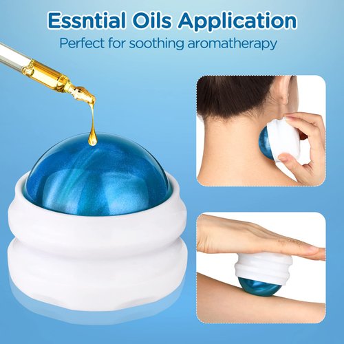 YESMET Massage Ball, Massage Roller Ball, Roller Ball Massager for Sore Muscles Pain Relief, Relax Full Body Massage Tools for Shoulders, Neck, Back, Feet, Deep Tissue, Joint Pain (Blue)