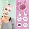 WLLHYF Spa Headband Facial Makeup Head Band Microfiber Soft Coral Fleece Head Wraps Snail Cartoon Cute Hair Accessories Elastic Skincare Hair Band for Women Girls Washing Face Beauty (Pink)