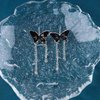 Allereyae Vintage Butterfly Stud Earrings Silver Chain Tassel Dangle Earrings Black Butterfly Earrings Layer Chain Drop Earrings Jewelry for Women