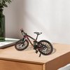 Risopen 1:8 Scale Finger Bike Bicycle Model Toy Mini Bike Model Toy Bicycle Ornament for Home Decorated Metal Die-cast Red Bike Model Decoration with Finger Skateboard Toy Figure Kit for Kid Adult
