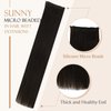 Sunny Hair Beaded Weft Hair Extensions Human Hair 50G Micro Bead Weft Hair Extensions Real Human Hair Straight Weft Hair Extensions with Micro Beads Easy Weft Darkest Brown 20 inch