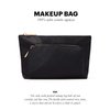 Jillian Dempsey Makeup Bag: Medium Sized Everyday Cosmetic Organizer with 2-Pockets and an Easy to Clean Nylon Material I Black with Rose Gold