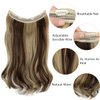 Felendy Wire Hair Extensions Thick Curly Wavy Invisible Secret Extension Fish Line Clip in Hairpiece Synthetic for Women Medium Blonde Mix Ash Blonde