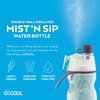 O2COOL Mist 'N Sip Misting Water Bottle 2-in-1 Mist And Sip Function With No Leak Pull Top Spout Sports Water Bottle Reusable Water Bottle - 20 oz (Yoga Mint)