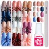 Teenitor Short Press on Nails, Round Fake Nails, Glossy Glue on Nails,288pcs Glitters Press on Nails