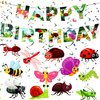25PCS Bugs Birthday Party Decorations Summer Spring Happy Birthday Banner Bugs Hanging Swirls Insect Birthday Decoration for Kids Summer Bugs Insect Bee Butterfly Theme Birthday Party Supplies Decor