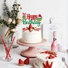 1 PCS Glitter Grinch Happy Birthday Cake Topper Assembled Merry Christmas Grinch Cake Pick for Christmas Theme Baby Shower Kids Birthday Party Cake Decorations Supplies