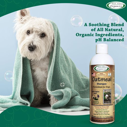 Oatmeal Shampoo for Dogs 16oz - Natural Formula for Sensitive Skin, Itchy Skin Relief, Dog Shampoo for Allergies and Itching, Moisturizing Pet Shampoo, Dog Dandruff Shampoo by Mad About Organics