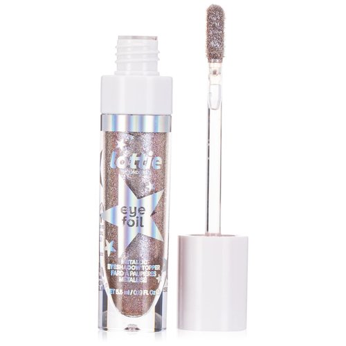 Lottie London Eye Foil in Too Much, Iridescent shimmer liquid eyeshadow topper, use alone or apply over eyeshadow for a chrome finish