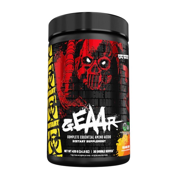 Mutant GEAAR - 9.4g of EAA Powder + Arginine, 7g BCAAs, 4g Leucine, Electrolytes, Coconut Water, 30 Servings (Orange Rush)