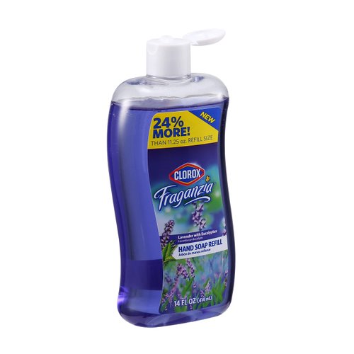 Clorox Fraganzia Liquid Hand Soap Lavender with Eucalyptus Scent Value Size | 14 oz Lavender Liquid Hand Soap | Liquid Hand Soap Removes Dirt, Soft on Hands Tough on Dirt