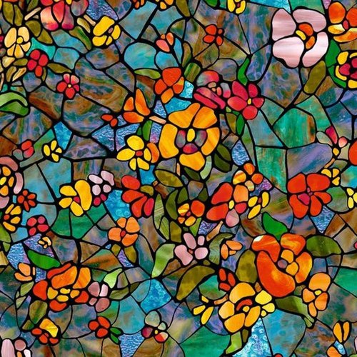 d-c-fix Window Privacy Film Venetian Garden Stained Glass Self-Adhesive Two Way Day and Night Decorative Vinyl Covering for Home Door Bathroom Decal Sticker 17.7" x 78.7"