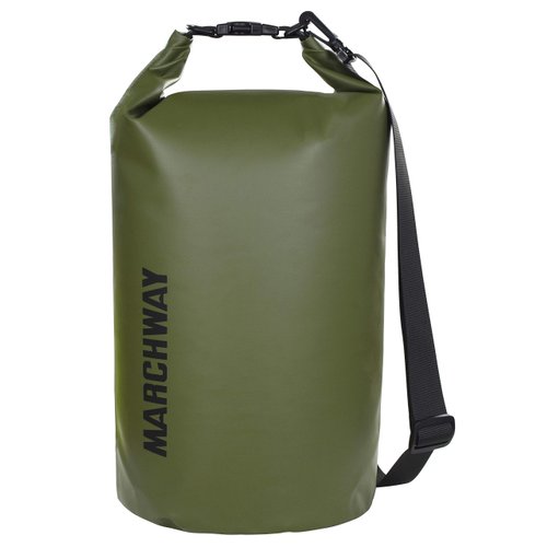 MARCHWAY Floating Waterproof Dry Bag Backpack 5L/10L/20L/30L/40L, Roll Top Sack Keeps Gear Dry for Kayaking, Rafting, Boating, Swimming, Camping, Hiking, Beach, Fishing (Army Green, 20L)