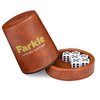 RNK Gaming Farkle Travel Luxury Edition Game with Brown PU Leather Dice Cup