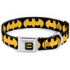 Buckle-Down Seatbelt Buckle Dog Collar - Bat Signal-1 Black/Yellow - 1.5" Wide - Fits 16-23" Neck - Medium