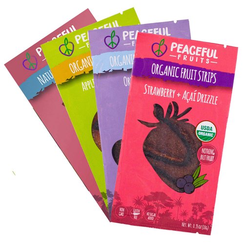 Peaceful Fruits 100% Fruit Strips (Variety pack (strawberry, acai, passionfrt, apple), 12 count)