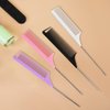 Jurrissa Metal Rat Tail Combs Set for Parting,Fine Tooth Teasing Comb with Metal Pin Tail for Styling and Hair Cutting-4 Pack Parting Combs for Braiding Hair,Steel Pin Tail Teasing Combs