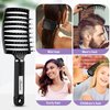 Hair Brush, Boar Bristle Hair Brush Faster Blow Drying, Professional Curved Vent Styling Hair Brushes for Women Men Kids, Paddle Detangler Brush for Wet Dry Curly Thick Thin Hair (Black)