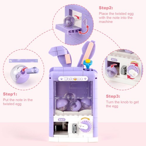 Finger Rock Creator Animal Rabbit Toy Building Set, Cute Vending Machine Building Blocks Set, Gifts for Friends Girl Kid 6+, 429 PCS, 8 Eggs