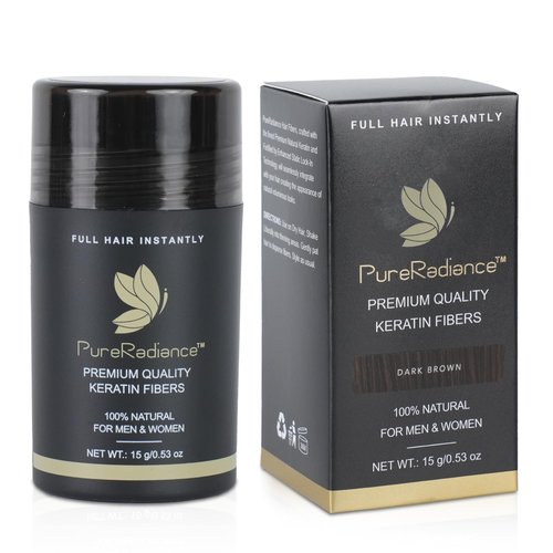 PureRadiance Hair Fiber for Thinning Hair - Quick Solution for Thicker, Fuller-Looking Hair - Strong Hold, No Itching, & Sweat Proof - Advanced Hair Building Fibers for Instant Volume (Dark Brown)