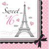 Creative Converting 661184 Sweet 16 Paris Lunch Paper Napkins, Pink/Black, 6.5", 18 Ct.
