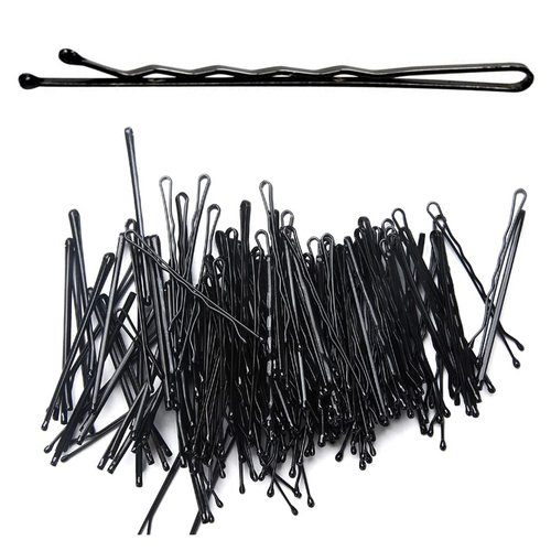 200 Black Hair Grips Triple Wave Girls Clips Slides Bobby Pins
