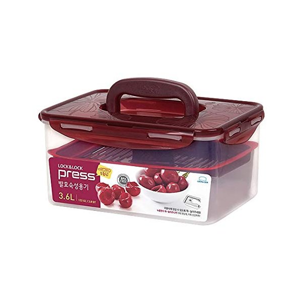 Lock & Lock BPA Free Rectangular Pickle Kimchi Press Ferment Storage Container (3.6L)