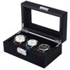 Anyasun Watch Box for Men Women, 3-Slot Watch Holder with Glass Display,Watch Storage Case with Removable Watch Pillow,Gift Box for 3 Watches