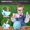 Piggy Bank for Kids Adults, Vcertcpl Unbreakable Plastic Piggy Bank Coin Bank Money Saving Box for Cash Saving, Kids Bank Money Jar Adults, Piggy Bank for Boys Girls, Gift Toys Banks for Kids (Blue)