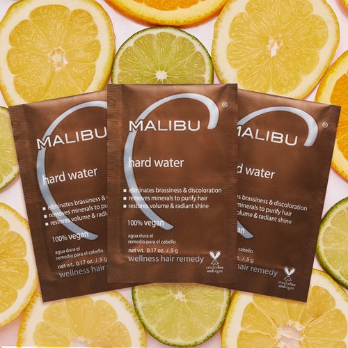 Malibu C Hard Water Wellness Hair Remedy - Removes Hard Water Deposits & Impurities from Hair - Contains Vitamin C Complex for Shiny Hair + Vibrancy - Hard Water Hair Products (3 Packets)