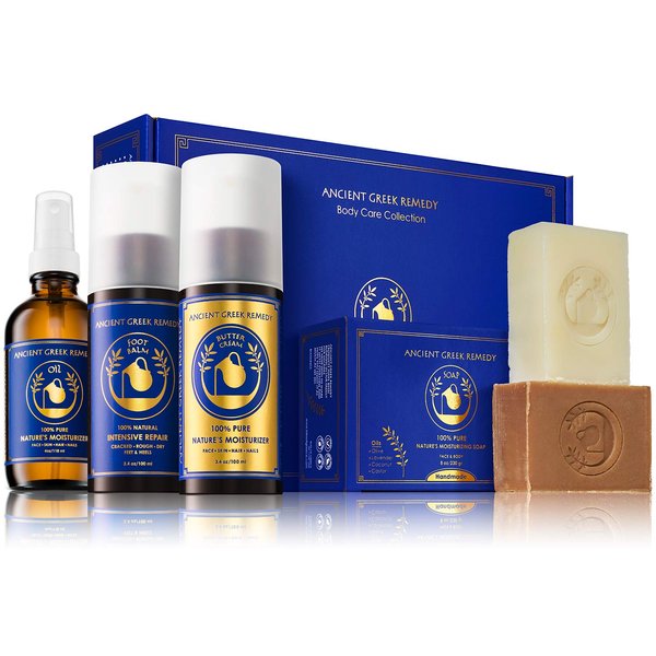 Organic Skin Care Gift Set, Spa Gifts for Women and Men - Lavender Scented Bath and Body Gift Basket with Body oil, Facial Cream, Foot Lotion and 2 Soap Bars with Soap Holder