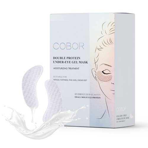 COBOR Under Eye Patches for Puffy Eyes, Hydrolyzed Collagen Eye Masks for Dark Circles and Puffiness, Anti-Aging Tremella Extract Eye Mask Under Eye Bags Treatment-20 Pairs (Double Protein)