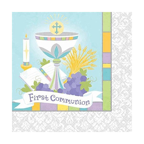 Amscan beverage napkins md count joyous communion